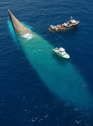 The 510-foot-long, 84-foot-tall former U.S. Navy ship Spiegel Grove was sunk in 2002 to create an artificial reef about 6 miles off Key Largo.